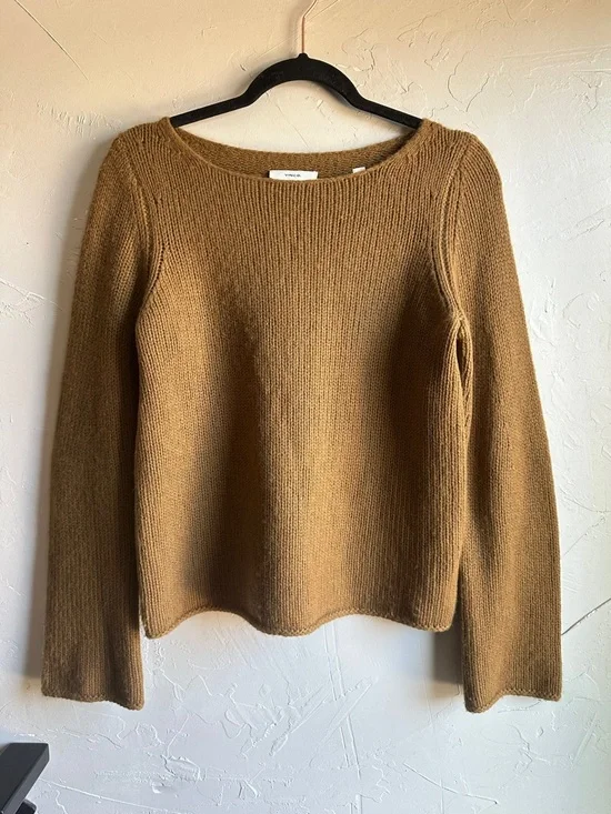 Vince 100% Cashmere Sweater Camel Minimalist Quiet Luxury Capsule Sz M - Picture 1 of 12